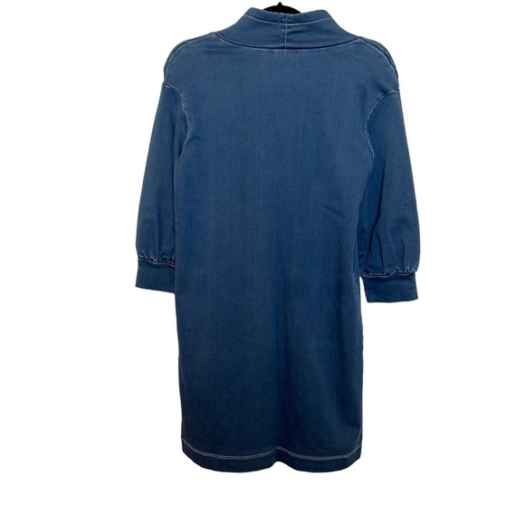 Madewell Denim Tunic Dress Sporty Pull Tie Mock Neck & Two Large Front Pockets - Picture 8 of 13